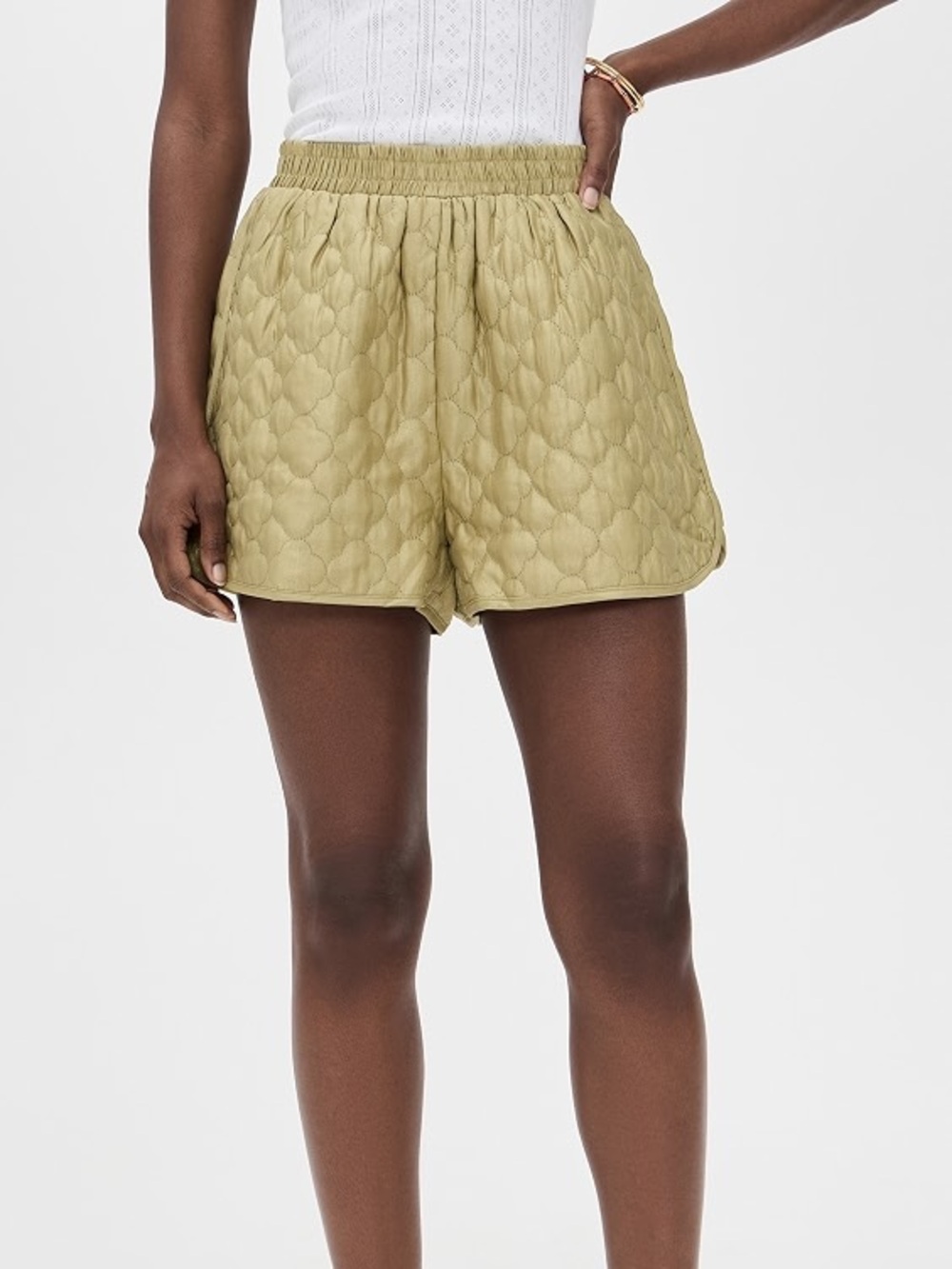 VRG GRL Leo Quilted Shorts Aloe Green Elastic Waist Size 8